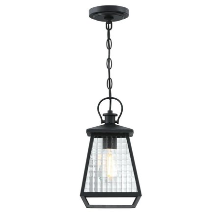 WESTINGHOUSE Pendant Outdoor 60W Aurelie, Textured Black Clear Waffle Glass 6112800